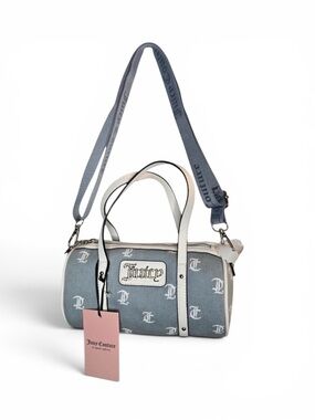 Juicy Couture Blue and White Monogram Mini Barrel Bag